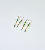 Green and Yellow Beaded Earrings