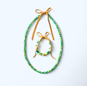 Green and Yellow Native American Beaded Necklace Set