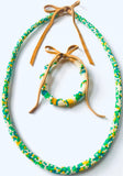 Green and Yellow Native American Beaded Necklace Set