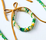 Green and Yellow Native American Beaded Necklace Set
